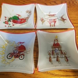 Prima Design Set of 4 Christmas Glass Bowls New